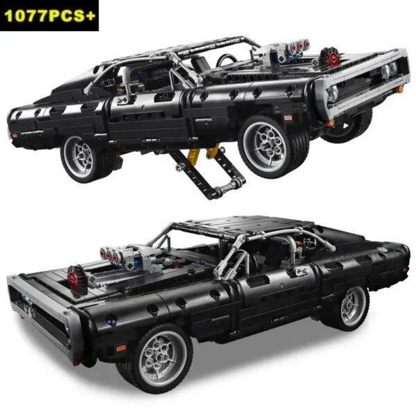 bda1356e13463de8 1077PCS Technical Dodge Charger Racing Car Building Blocks Model Assemble Bricks Fast and Furious Toy For Kid Boy Adults Gifts