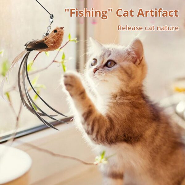 bdb61f69b9b6f7b1 Upgraded Epoxy Sucker Steel Wire Long Rod Feather Teasing Stick Cat Self Hi No Harmful Ingredients