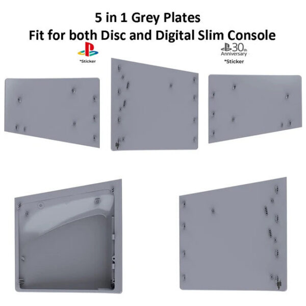 Limited Edition Grey Custom Replacement Faceplates with Skin &30th Anniversary Sticker ABS Cover Shell For PS5 Slim Console