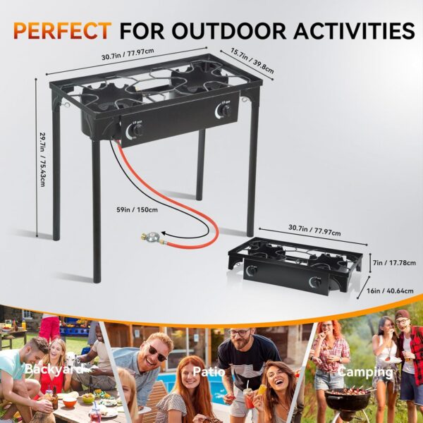 BACOENG Hockerkocher Gas 10KW, Campingkocher Inklusive 1.5 m Schlauch und 50 mbar Druckregler