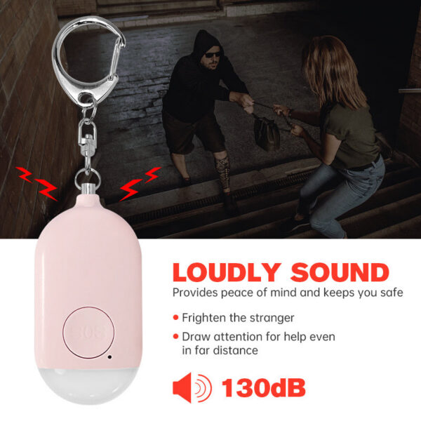 bde3a633e5f89691 Personal SOS 130dB With LED Light Rechargeable Self Defense Woman Safety Alarm Key Chain Emergency Anti-Attack
