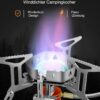 AUTOPkio Campingkocher 3500W, Winddicht Gas Campingkocher mit Piezozündung Faltbar Gaskocher Gasbrenner mit Adapter Gasherd für Outdoor Picknick Trekking Hiking Wandern
