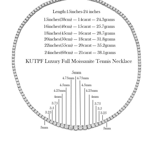 bdef7397ae658106 Full moissanite tennis necklace With Certificate 3-5mm Size Gradient Diamond Necklaces for women Sterling Sier Neck Chain