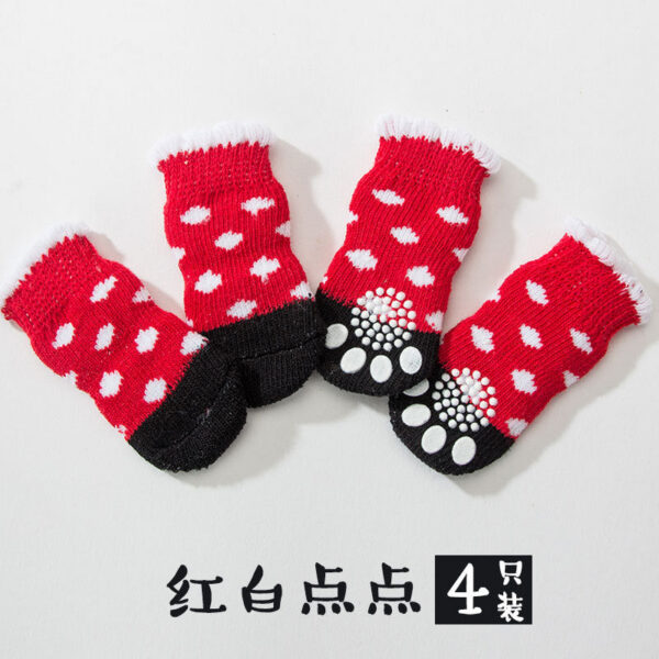 4Pcs/set Autumn Winter Pet Dog Socks Anti-Slip Knitted Small Dogs Shoes Thick Warm Paw Protector Cute Puppy Cat Indoor Wear Boot