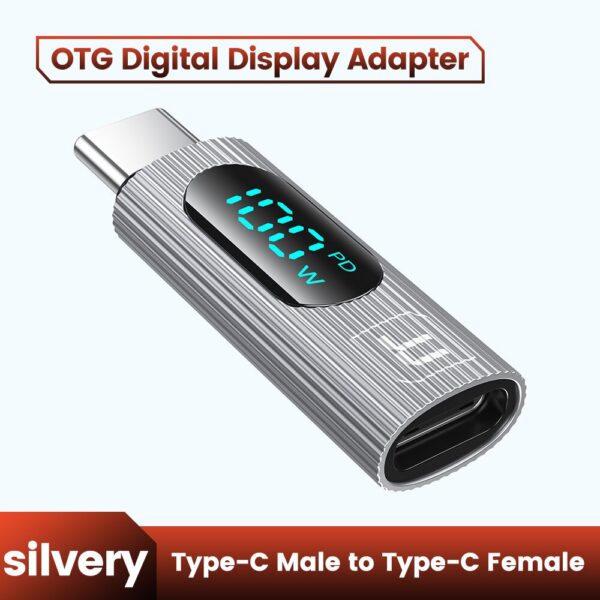 be08efe2435f4337 Toocki 100W Digital Display USB Male to Type C Female OTG Adapter PD Fast Charging Convertor For Xiaomi Redmi