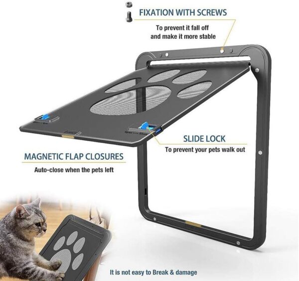 Dog Cat Lockable Magnetic Screen Outdoor Function Gates & Ramps Window Garden Tunnel Safety Self-Closing Flap Gate Pet Door