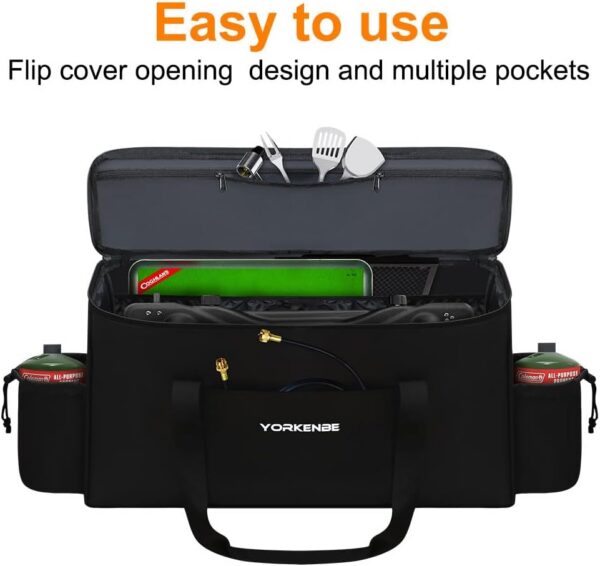 be2714e1d4982b4b Camp Stove Carry Bag, Camping Stove Carrying Case for Coleman 2-Burner, 1680D Stove Storage bag, with Double Zipper, 2 Adjustful Side Pockets, Fits Grills/Stoves up to 23.6 x 14.5 x 5.5Inches