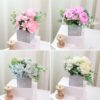 XONOR Artificial Flowers - Set of 4 Mini Fake Potted Silk Daisy Flowers for Home Decor Wedding Office Tabletop Decoration