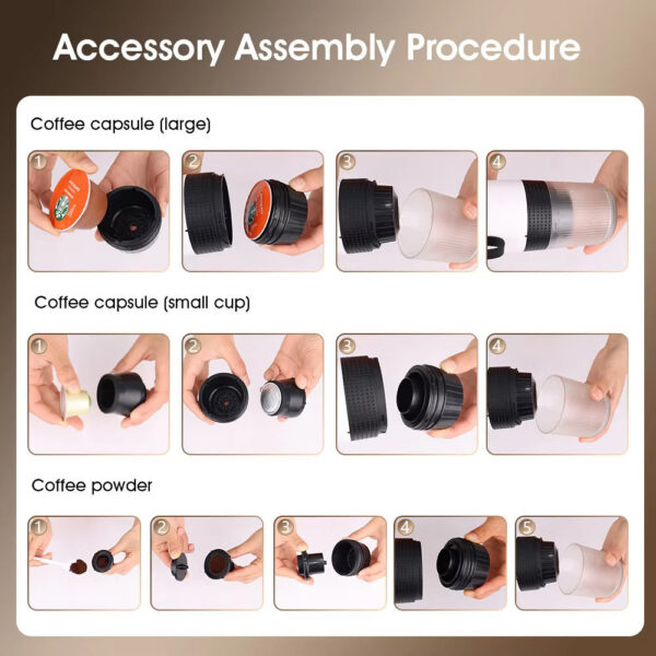 NEW 3-in-1 Capsule Powder Travel Wireless Electric Portable Espresso hine for Home Camping Coffee Maker