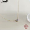 be6a29b4793e5a4b Jkeli Sterling Sier Gold Plated Necklace Single Sparkling Zircon Clavicle Chain for Women Wedding Jewelry collares