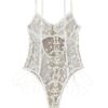 be707efd1a1ba9f1 Lilosy Women Sexy Lace Up Floral Embroidered Teddy Lingerie Bodysuit Top Mesh Sheer One Piece