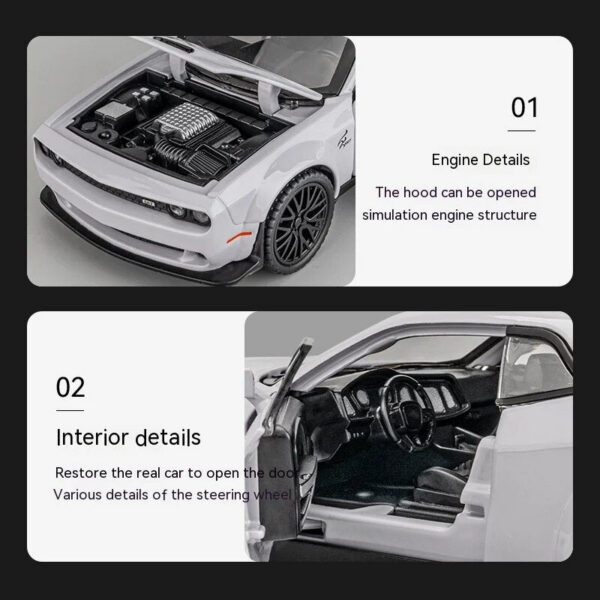 be880cd4cb1e0a0b Dodge Challenger for 1: 32 Scale Die Cast Metel Toy Pull Back Hellcat Model Cars with Sound and Light Hellc
