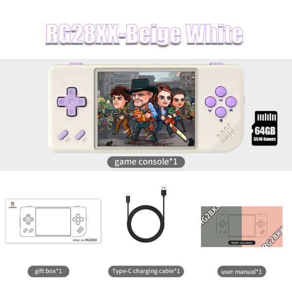ANBERNIC RG28XX Retro Handheld Game Console 2.83-inch IPS Screen ux OS Built-in 3100mAH Battery 64G TF Card 5516 Games