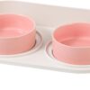 be9b8505ec4b1bf8 Cat Food Water Bowl Set - Raised Cat Bowls with Non Slip Stand - Elevated Puppy Bowls for Small Dogs - Double Ceramic Cat Feeding Bowls with Splash Proof Guard - Tall Cat Dishes - 2 x 480 ML - 16.2 OZ