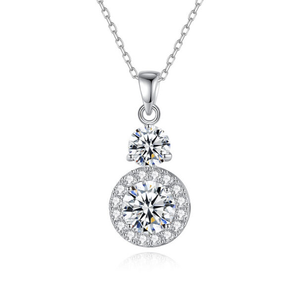 be9e6c13a16aa45f SP-LAM 2PCS Moissanite 5mm And 6.5mm 1.5CT D Color Diamond Gemstone Pendant Sterling Sier Chain Necklace Women Jewelry