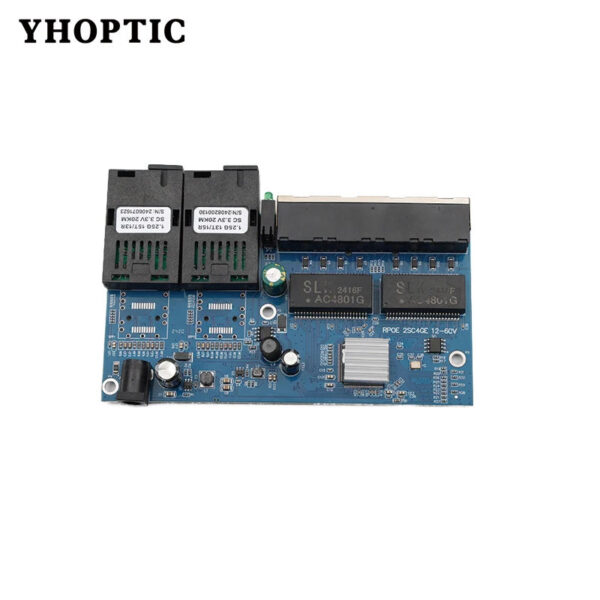 bea3aca7a4f1ff9a Gigabit Fast Ethernet Switch Fiber Reverse POE Singlemode 2FiberOptic Ports and 4 RJ45 ports Optical Media Converter PCBA