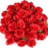 Kesoto 50pcs Black Roses Artificial Flowers Bulk, 1.6 Inch Small Silk Fake Roses Flower Heads for Decoration, Crafts, Wedding Halloween Party Home Decor