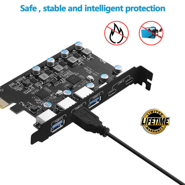 beb58052fff5db92 5Gbps 3.2 Gen1 USBC PCIE Hub USB 3.0 PCI Express Board PCI-E USB3.0 Adapter Multiplier USB3 3.1 Controller Add on Card