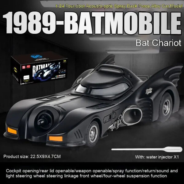 1:24 1989 Batmobile Die-cast Car with Batman Figure, Toys for Kids and Adults , Black