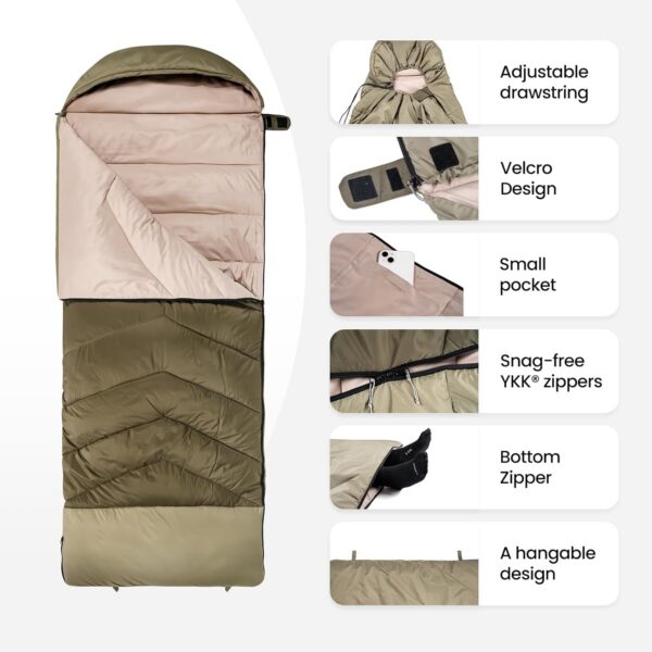 bec0e3f9696af922 OneTigris Trailnap Sleeping Bag 3 Season Extra-Wide Warm for Camping Backpacking Travel Outdoor Activities