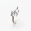 New arrival Double Heart Sparkling Ring Solid Sier Women girlfriend Gift Jewelry For Lover CZ diamond P brand finger nail Rings with Original box Set