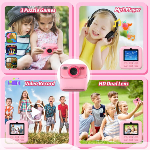 Upgrade Kids Instant 1080P HD Dual Lens Selfie Digital Camera for Girls Boys Christmas Birthday Gifts Toys With 32G Print