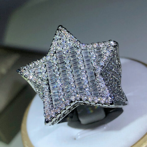 Sier Star Diamond For Man/women Solid White /Yellow Gold Rings Shine Hiphop Jewlery Gifts