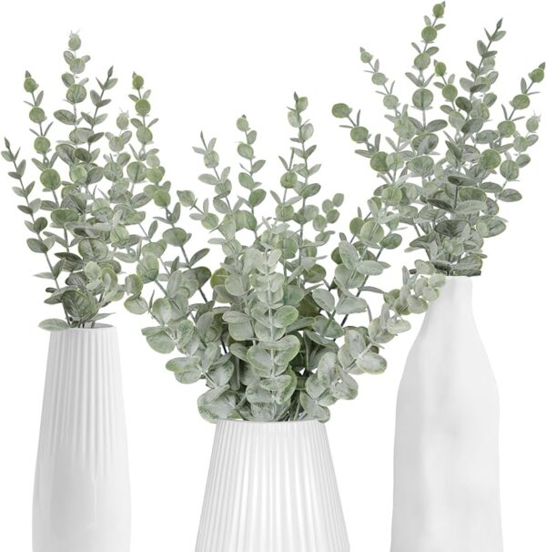 bef6239c52b3171f 85pcs Eucalyptus Stems Artificial Eucalyptus Leaves Stems Real Grey Green Touch Leaf Branches for Home Office Flowers Bouquet Centerpiece Wedding Decoration