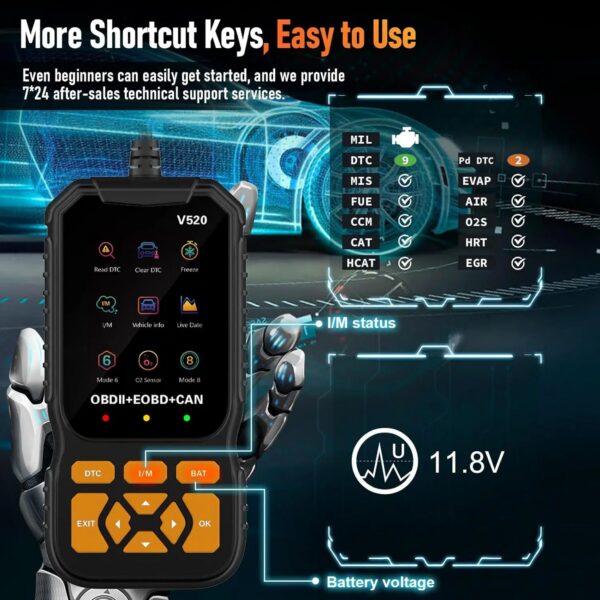 Professional OBD2 Scanner Diagnostic Tool Check Engine Light Trouble Code Reader Car Fault Detector