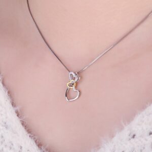 bf07d41ccf6de120 JewelryPalace Heart Love Knot Sterling Sier Gold Cubic Zirconia Simulated Diamond Pendant Necklace for Women No Chain