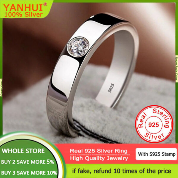 bf09ec89f4e9f3c3 Men's Women's Wedding Original S Sterling Sier 2mm Zirconia Diamond Couple's Engagement Ring Lovers' Fine Jewelry