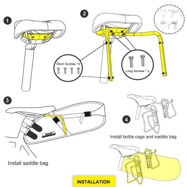 Rhinowalk Bike Saddlebag + Stabilizer Set Waterproof 13L Large Capacity More Stable For MTB Road bike Can Fit Water Bottle Cage