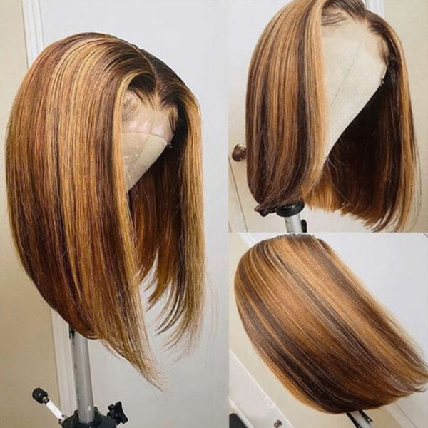 bf2163dc4d026a09 Highlight Straight Lace Front Wig Brazilian Short Bob Human Hair Wigs On Sale Clearance