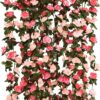 bf21b2659733dc44 PARTY JOY 5pcs 41Ft Flower Garland Fake Rose Vine Artificial Flowers Hanging Rose Ivy Hanging Baskets Wedding Arch Garden Background Decor