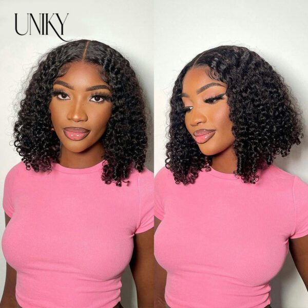 Wigs Jerry Curly Front 13x4 Transparent Lace For Women 4x4 Closure Short Bob Human Hair Wig 8-14inch
