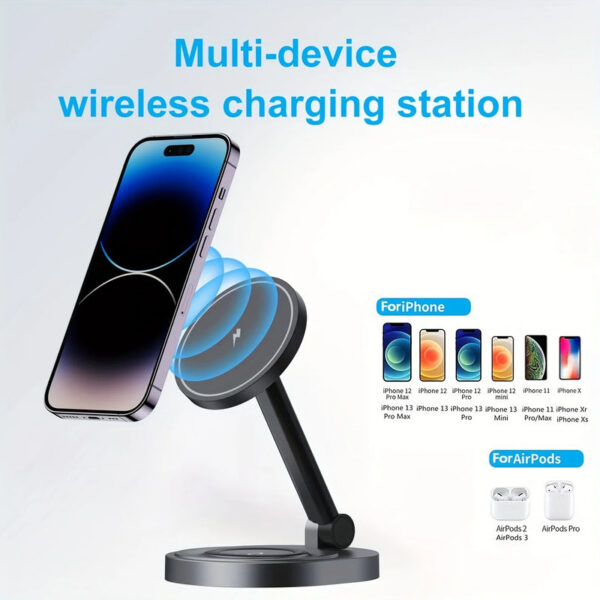 bf2dcf2135117d72 2 In 1 Magnetic Wireless Charger Stand Pad For iPhone 15 14 13 12 Pro Max 11 X Apple Watch Fast Charging Dock Station