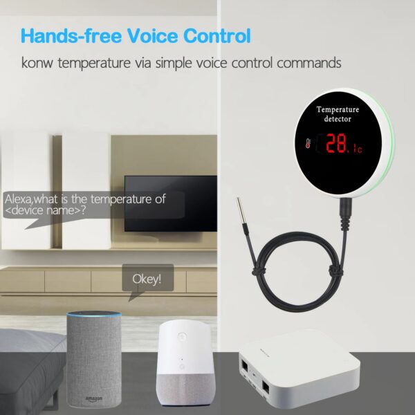 bf2ff7102f9ff9b1 Tuya Smart WIFI Thermometer With External Temperature USB Charge or Rechargable Battery