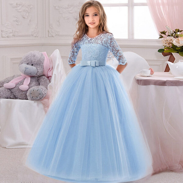 Princess Birthday Lace Kids Elegant Dresses For Girls Vintage Children Girl Party Wedding Dress 4 10 12 Years