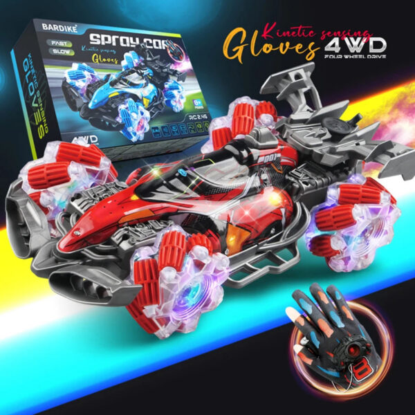 Colorful lights spray stunt racing 4WD shift 2.4G wireless gesture induction racing race remote control toy car