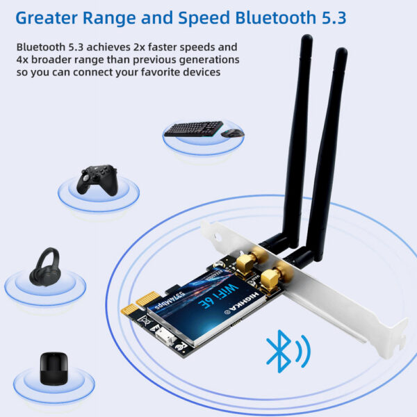 Wi-Fi 6E intel AX210 PCIe Wifi Card 2.4G/5G/6GHz 5374Mbps PCI Express Wireless Network Cards Bluetooth 5.3 WiFi Adapter for PC