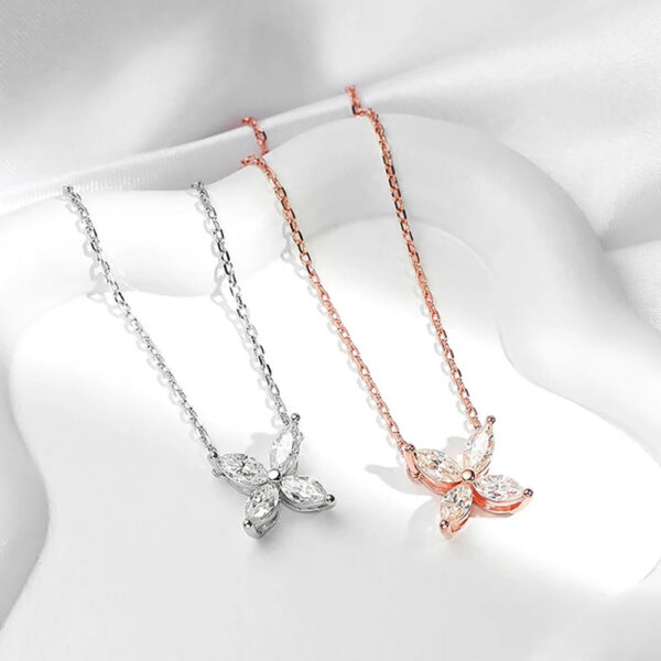 Serenity 1.2cttw 3*6mm Marquise Cut All Moissanite For Women S Sier 4 Stones Horse Eye Diamond Pendant Necklace