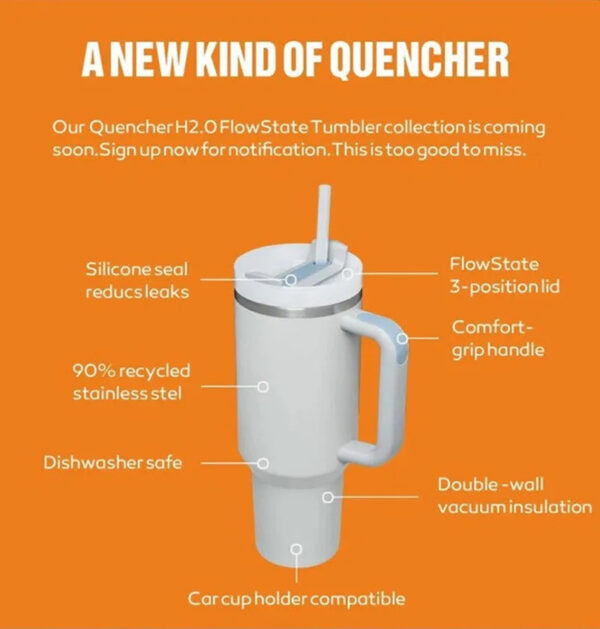 bf5fa0755a94d0bf THE QUENCHER H2.0 40OZ Mugs Black Chroma Tumblers Insulated CLEAN SLATE Car Cups Stainless Steel Coffee Termos Tumbler Winter Pink Target Red Cosmo Neon White US STOCK