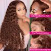 13x4 Chocolate Brown Deep Wave Frontal HD Lace Front Wigs Pre Plucked Colored Curly Human Hair Wig