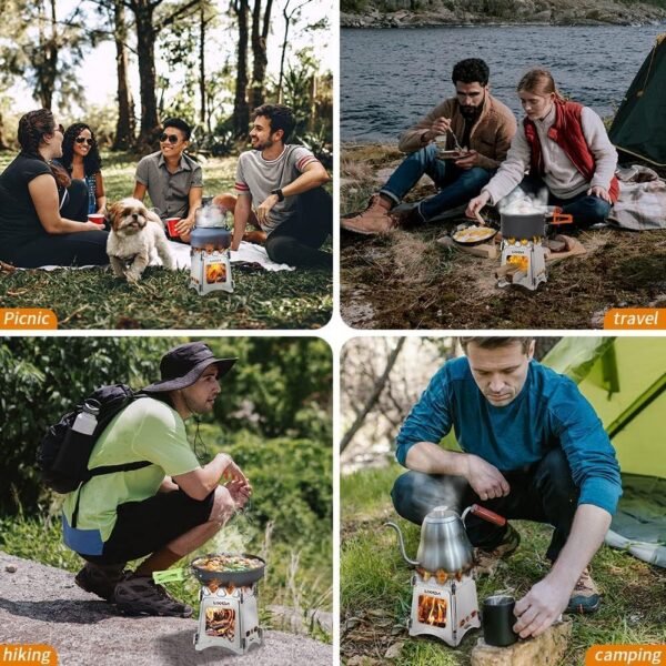 Lixada Compact Folding Wood Stove for Outdoor Camping Cooking Picnic