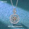 AETEEY 1CT D Color Real Moissanite Round Pendant Necklace For Women Lab Diamond S Sterling Sier Fine Jewelry Gift NE019