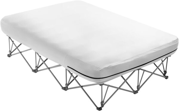 bf9739528a79d7cf VEVOR Air Mattress with Frame, Inflatable 2 Person Camping Cot with Built-in Pump, Portable Folding Air Beds Supports 600 lbs, Blow Up Bed for Guests Camping Travel Indoor & Outdoor Use