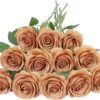 Artificial Rose Flower Dusty Rose Flower Silk Flowers 12 pcs with Long Stem Silk Roses Bouquet for Wedding Bridal Shower Party Home Decoration