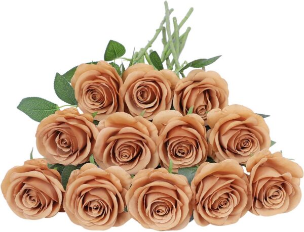 Artificial Rose Flower Dusty Rose Flower Silk Flowers 12 pcs with Long Stem Silk Roses Bouquet for Wedding Bridal Shower Party Home Decoration