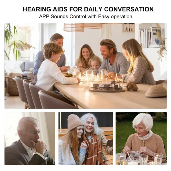 Self-Fitting OTC Aids, Mild to Moderate Loss,Bluetooth Hearing Aid with Invisible Fit Noise Support
