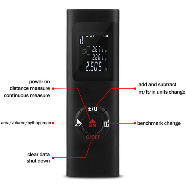 bfc6e2f2d59aae25 XMSJ Mini Distance Meter 40M 60M Measure Infrared Rangefinder USB Rechargeable Portable Handheld Laser Range Finder Tape